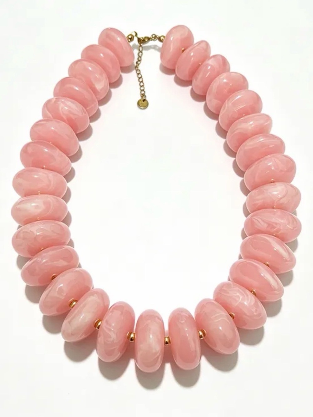 Chunky Pink Beaded Statement Necklace Trendy Jewelry
